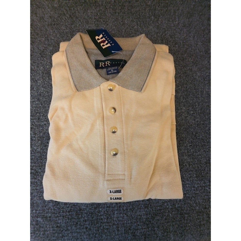R&R Casuals Polo Shirt Mens XL Yellow Long Sleeve Peached Cotton Soft Top